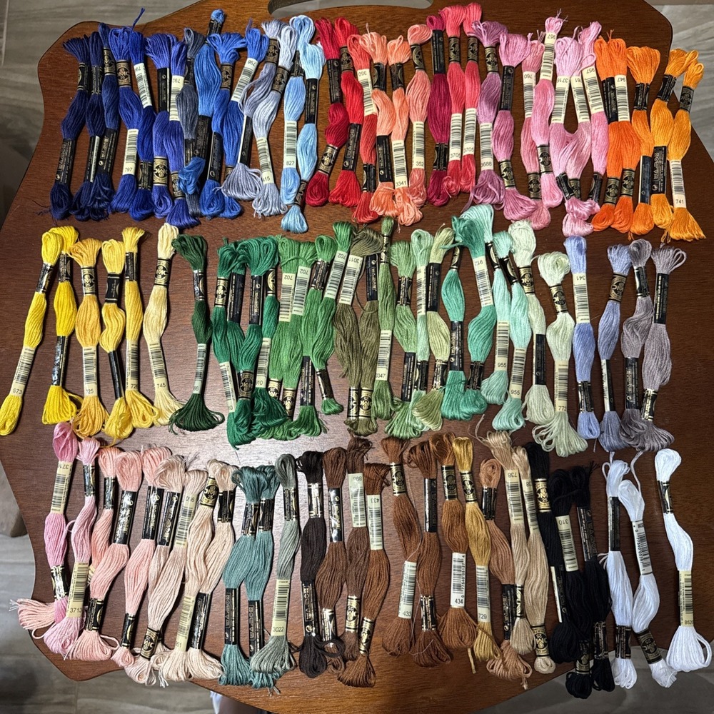 Lot of 96 Assorted Color Floss and Embroidery Thread
